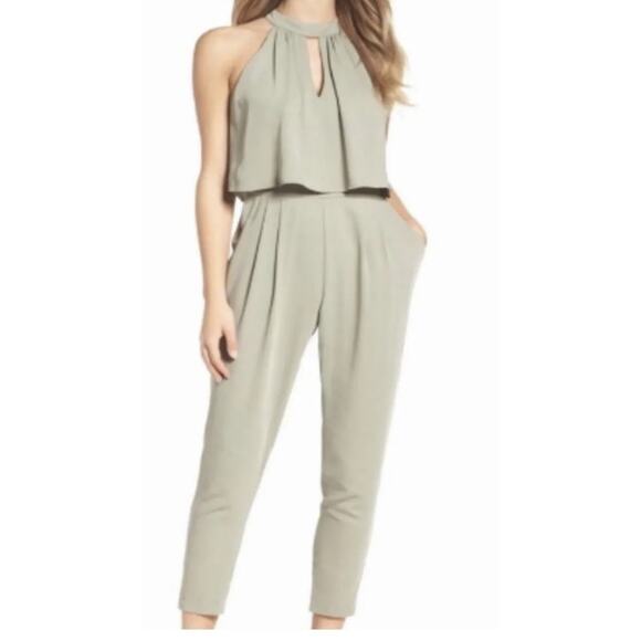 Anthropologie Greylin Nayden Women Twofer Halted Jumpsuit Sage Green Siz… - Picture 1 of 12